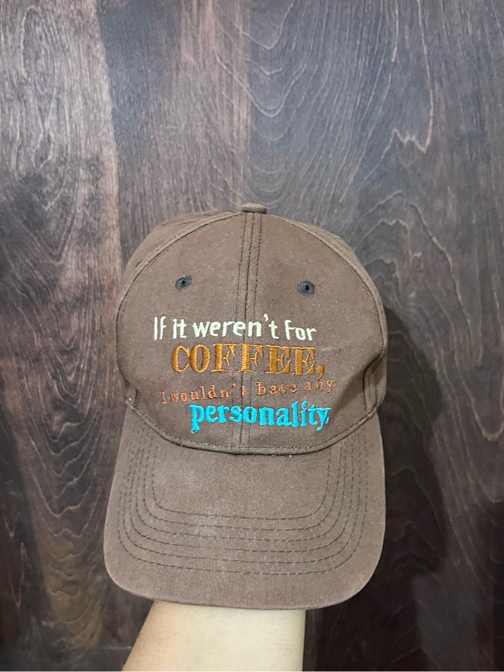 Y2K Brown Coffee Personality Embroidered Graphic Baseball Cap